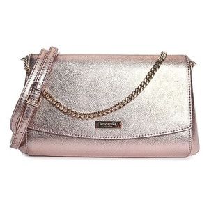 Kate Spade Rose Gold Laurel Way Greer Metallic Crossbody Purse with Chain